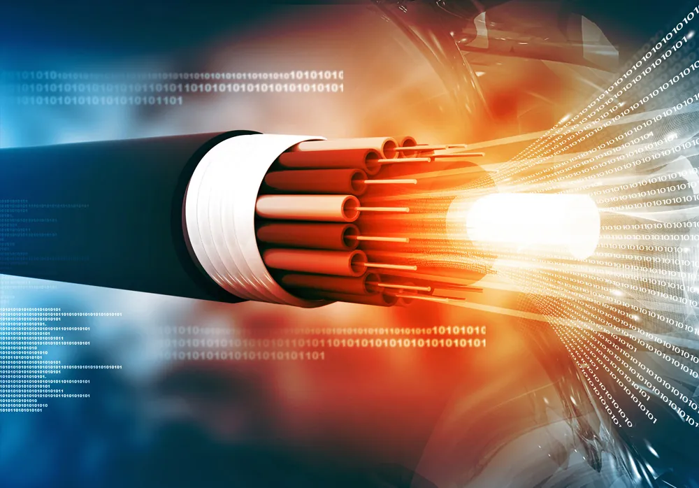 Fibre-optic cable with glowing strands